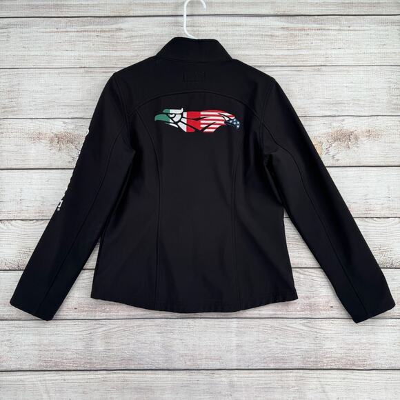 Shyanne Life Mexican American Embroidered Logo Windbreaker Jacket Womens M Black - Picture 2 of 12